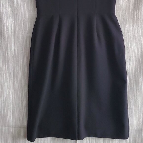 Black Pencil Dress Notched Round Neckline Gold Accents Office Siren Classic - Picture 8 of 8